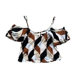 Ava Sky Cold Shoulder Cropped Top Multicolor‎ Size XS